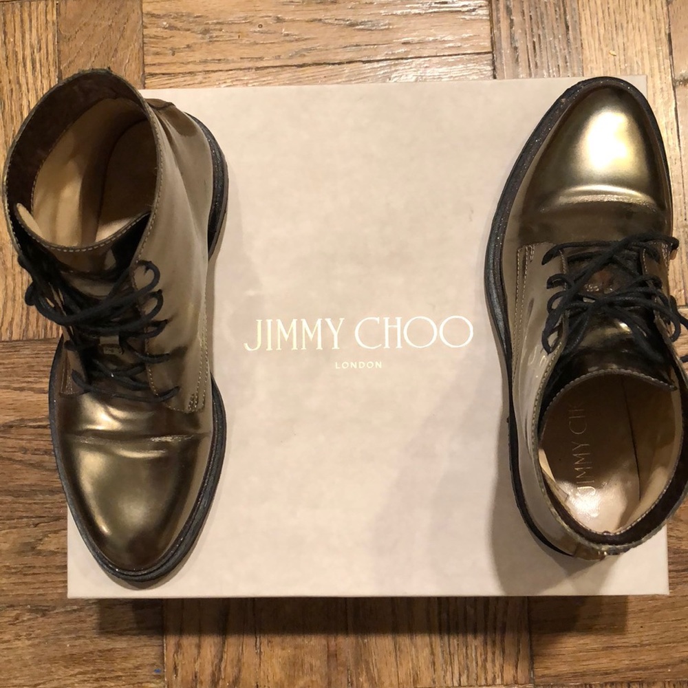 Jimmy Choo, Metallic Boots. Women’s. Gold